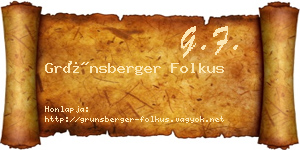 Grünsberger Folkus névjegykártya